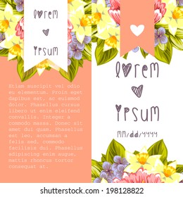 Set of invitations with floral background