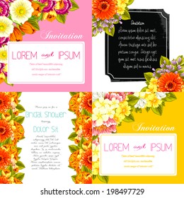 Set of invitations with floral background