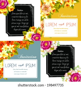 Set of invitations with floral background