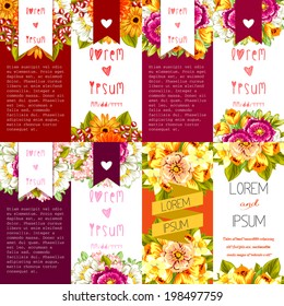 Set of invitations with floral background