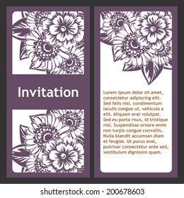 Set of invitations with floral background