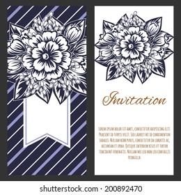 Set of invitations with floral background