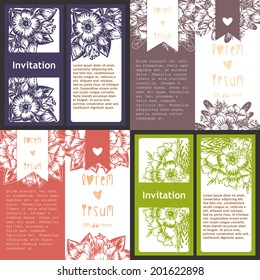 Set of invitations with floral background