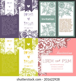 Set of invitations with floral background