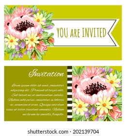 Set of invitations with floral background