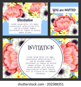 Set of invitations with floral background