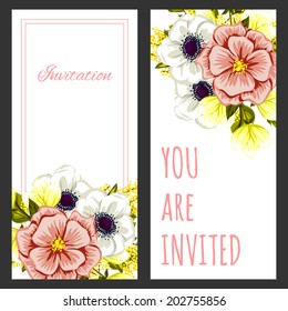 Set of invitations with floral background
