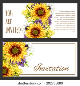 Set of invitations with floral background