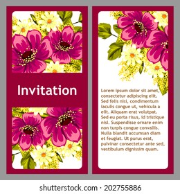 Set of invitations with floral background