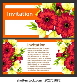 Set of invitations with floral background