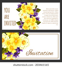 Set of invitations with floral background Set of invitations with floral background