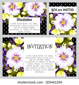 Set of invitations with floral background