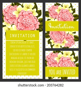 Set of invitations with floral background
