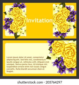 Set of invitations with floral background