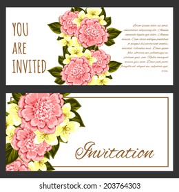 Set of invitations with floral background