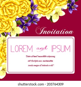 Set of invitations with floral background