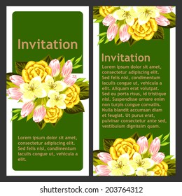Set of invitations with floral background