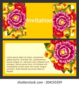 Set of invitations with floral background