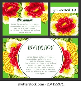 Set of invitations with floral background