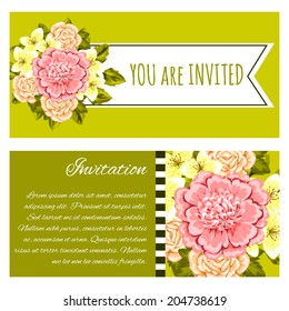 Set of invitations with floral background