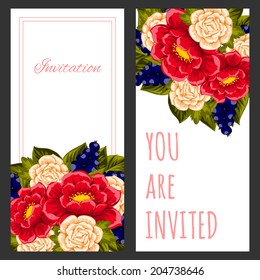Set of invitations with floral background
