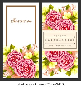 Set of invitations with floral background