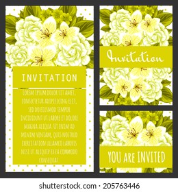 Set of invitations with floral background