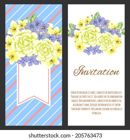 Set of invitations with floral background