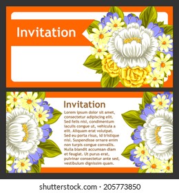 Set of invitations with floral background