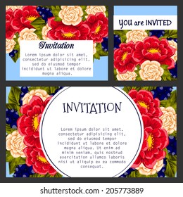 Set of invitations with floral background
