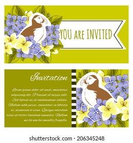 Set of invitations with floral background