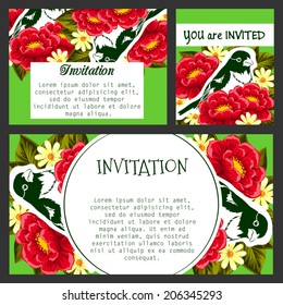 Set of invitations with floral background
