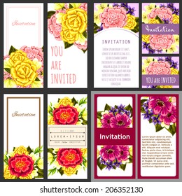 Set of invitations with floral background