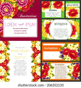 Set of invitations with floral background