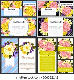 Set of invitations with floral background