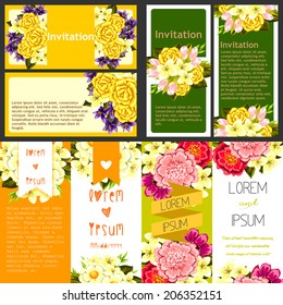 Set of invitations with floral background