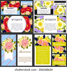 Set of invitations with floral background