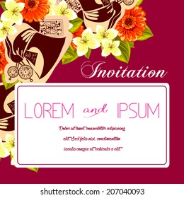 Set of invitations with floral background