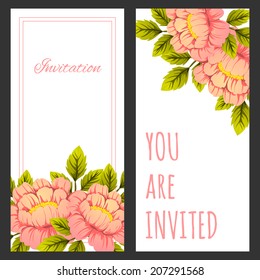 Set of invitations with floral background