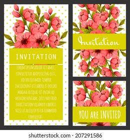 Set of invitations with floral background