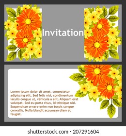 Set of invitations with floral background