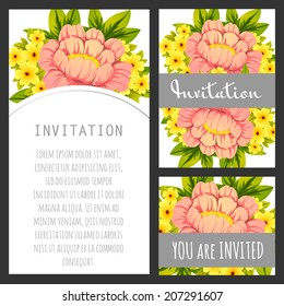 Set of invitations with floral background