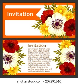 Set of invitations with floral background