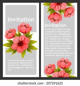 Set of invitations with floral background