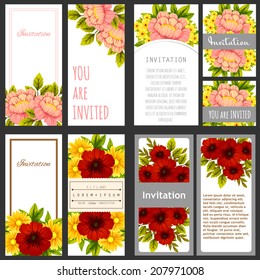 Set of invitations with floral background