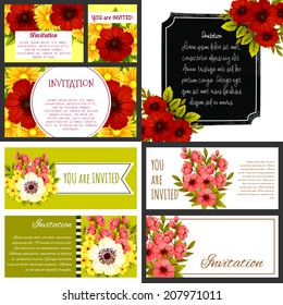 Set of invitations with floral background