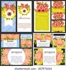 Set of invitations with floral background