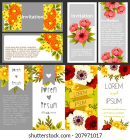 Set of invitations with floral background