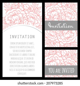 Set of invitations with floral background