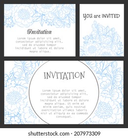 Set of invitations with floral background